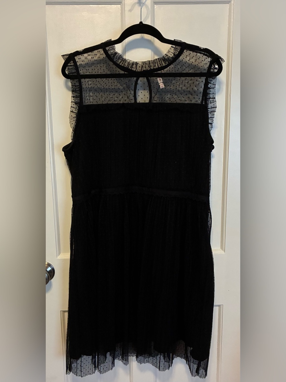 Xhilaration Dress Swiss Dot Bodice Mock Neck Keyhole Back in Black‎ XXL